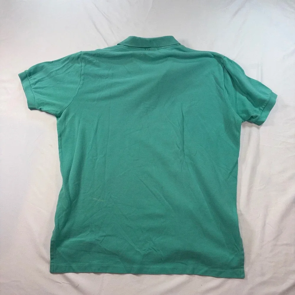 Polo Ralph Lauren Mens Large Teal Green Pique Cotton Short Sleeve Polo ShirtPony